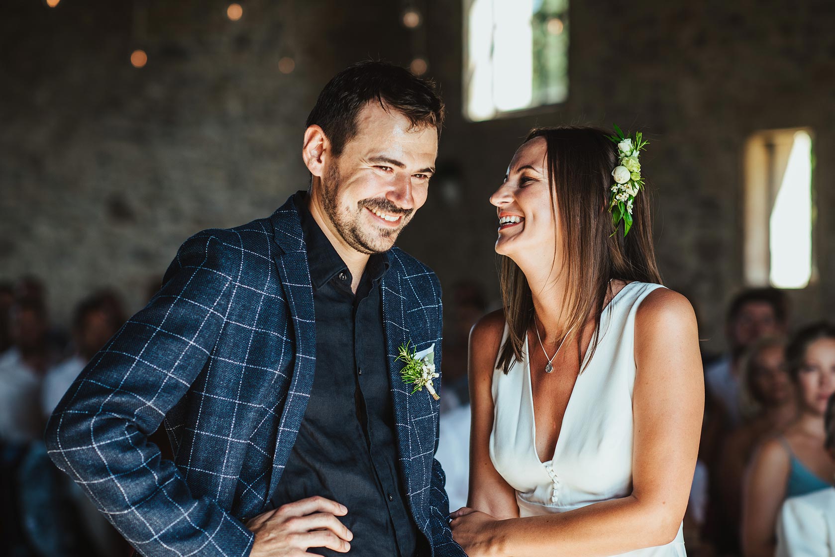 A bride and groom enjoy their wedding ceremony at Domaine de Saint-Germain in the south of France